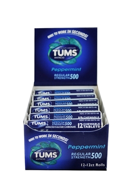 Picture of TUMS PEPPERMINT 12 ROLLS 750MG