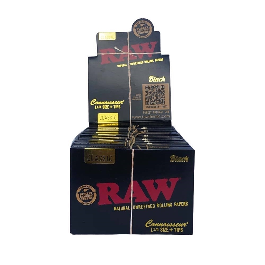Picture of RAW Black Connoisseur 1 1/4 + Tips - 24 Pack